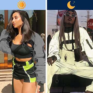 Reflective Rave Top for Women - Ypser Stylish Crop Shirt