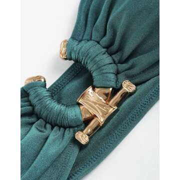 ZAFUL O Ring Bandeau Bikini Sets 2 Piece Strapless Bathing Suit Cutout String Swimwear Green L