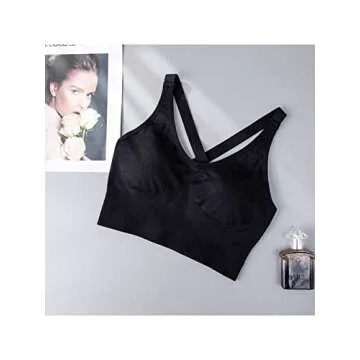 nine bull Strappy Sports Bras for Women,Seamless Yoga Bra Medium Support Workout Padded Bra (Black,M)