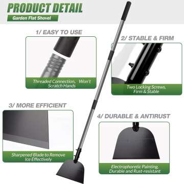 Walensee 54" Flat Snow Shovel & Ice Scraper