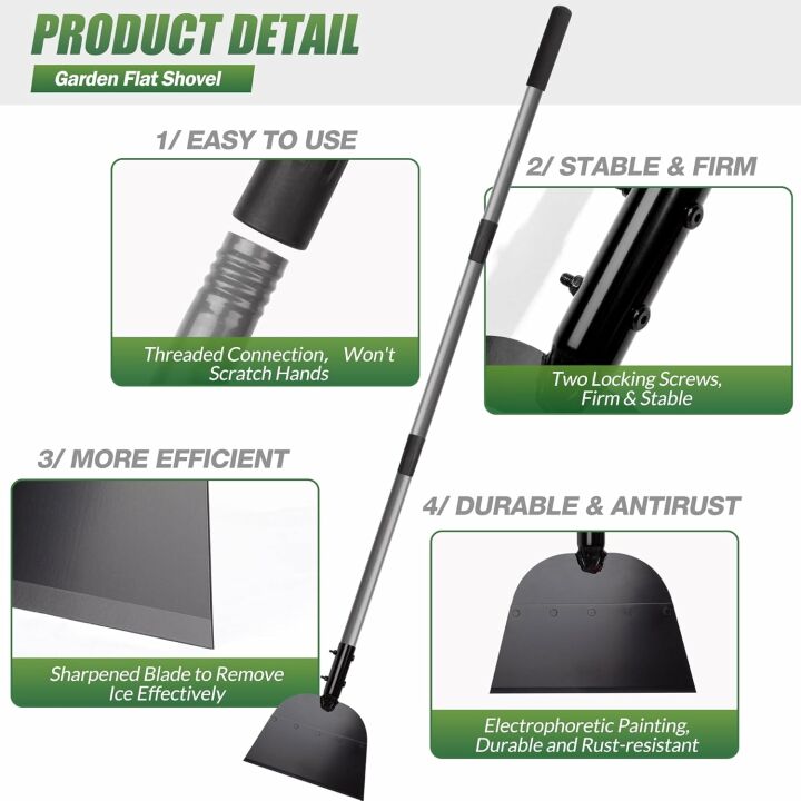 Walensee 54" Flat Snow Shovel & Ice Scraper