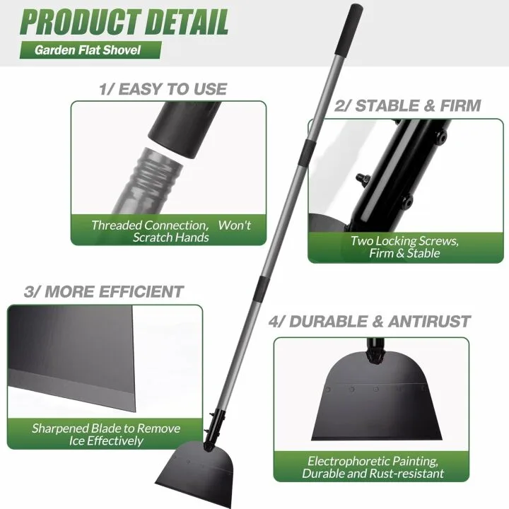 Walensee 54" Flat Snow Shovel & Ice Scraper