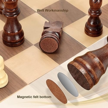 Magnetic Wooden Chess Set - Portable 15" Travel Board