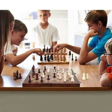 Magnetic Wooden Chess Set - Portable 15" Travel Board