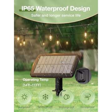 addlon 54FT(48+6) Solar String Lights Outdoor Waterproof with USB Port & Remote Control Dimmable Solar Patio Lights IP65 Solar Powered Edison LED Bulbs for Outside Bistro Camping