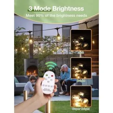addlon 54FT(48+6) Solar String Lights Outdoor Waterproof with USB Port & Remote Control Dimmable Solar Patio Lights IP65 Solar Powered Edison LED Bulbs for Outside Bistro Camping