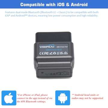 Veepeak OBDCheck BLE Bluetooth OBD II Scanner for iOS & Android