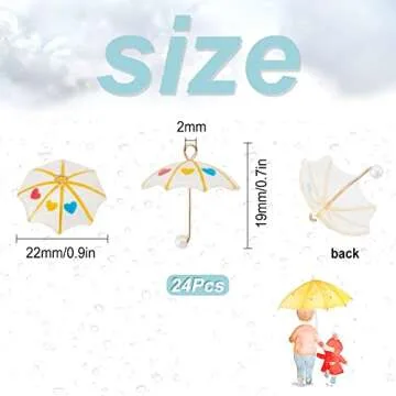 SUNNYCLUE 1 Box 24Pcs Resin Heart Umbrella 3D Cartoon Charms Pendants Colorful Brass Loops Charms Mi...