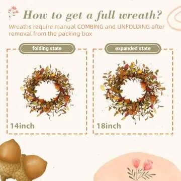 YNYLCHMX 18" Fall Wreaths for Front Door, Artificial Autumn Wreath Fall Door Wreath with Eucalyptus Leaves Berries Magnolia Leaves for Home Porch Window Wall Farmhouse Decor Indoor Outdoor Holiday