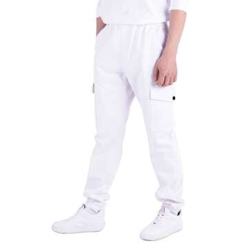 CAMLAKEE Boys Cargo Pants for Kids Stretch Elastic Waist School Youth Twill Joggers White 6-7 Years/Size 130