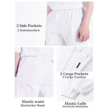 CAMLAKEE Boys Cargo Pants for Kids Stretch Elastic Waist School Youth Twill Joggers White 6-7 Years/Size 130