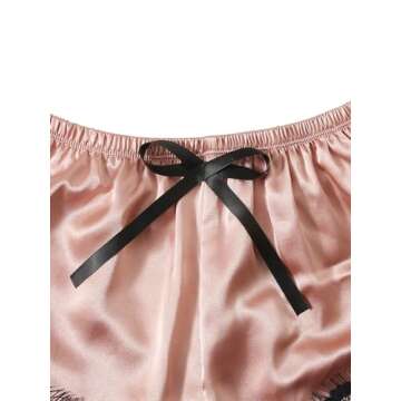 Satin Pajama Set for Women with Lace and Robe - Pink M