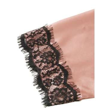 Satin Pajama Set for Women with Lace and Robe - Pink M