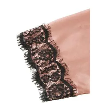 Satin Pajama Set for Women with Lace and Robe - Pink M