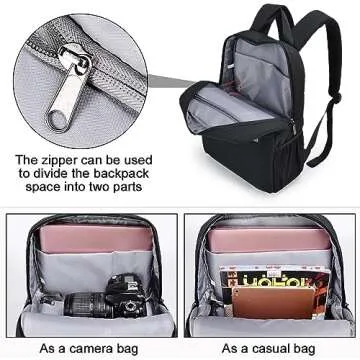 CADeN Camera Backpack Bag with 14" Laptop Compartment Waterproof, DSLR/SLR Mirrorless Camera Case for Travel Daily Photography, Compatible for Canon Sony Nikon Camera and Lens with Tripod Straps