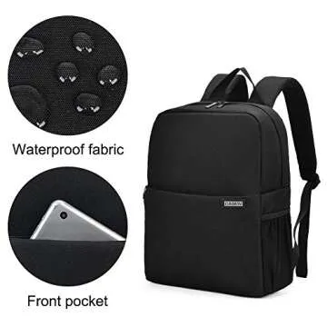 CADeN Camera Backpack Bag with 14" Laptop Compartment Waterproof, DSLR/SLR Mirrorless Camera Case for Travel Daily Photography, Compatible for Canon Sony Nikon Camera and Lens with Tripod Straps