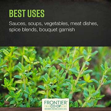 Frontier Certified Organic Thyme Leaf, 1-Pound Bulk, Add Warmth & Pungency to Marinade, Vegetables, Stews and Cheese Dishes