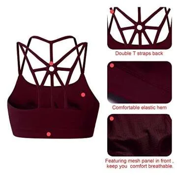 YIANNA Sports Bras for Women Cross Back Padded Sports Bra Medium Support Workout Running Yoga Bra