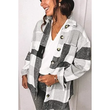 PRETTYGARDEN Plaid Shacket Jacket for Women - Chic & Comfortable