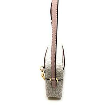 Michael Kors Jet Set East West Chain Crossbody Vanilla MK Powder Blush Pink Bundled with Card Holder in Ballet
