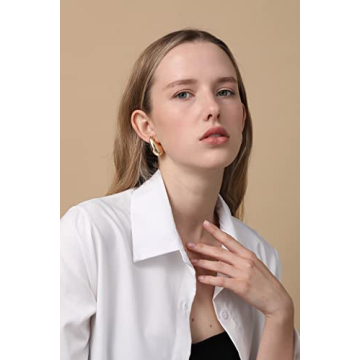 Chunky Gold Hoop Earrings for Women, Lightweight Hollow Open Hoops Tear Drop Waterdrop Earrings Fashion Trendy Jewelry Gifts Hypoallergenic Gold