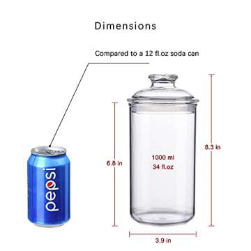 IVOOBR 34oz Acrylic Storage Jar, Airtight Lid with Silicone Sealing Ring, Ideal Canister Container f...