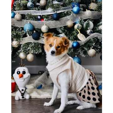 Fitwarm Vintage Polka Dot Dog Dress Lightweight Velvet Girl Puppy Clothes Turtleneck One-Piece with ...