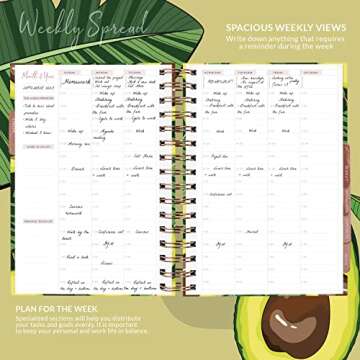 PLANBERRY Hourly Schedule Planner Premium – Undated Weekly Organizer with Time Slots & Monthly Budget – Time Management, Goal Setting, to-Do List & Habit Tracker –6.9″x8.5″(Avocado Green)