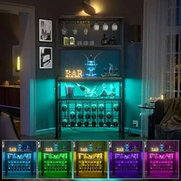 Unikito Wine Rack Table with Lights for Home Bar