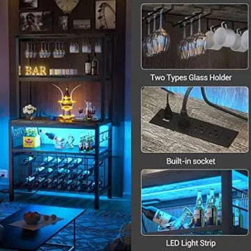 Unikito Wine Rack Table with Lights for Home Bar