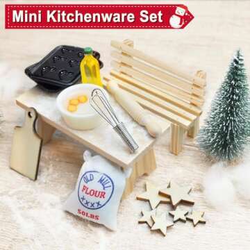 VICDUEKG 27 Pcs Christmas Elf Girl Fairy Doors Decorations Wooden Fairy Door Miniature Enchanted Fairy Doors with Christmas Tree and Christmas Accesories Tiny Xmas Decor Craft Gift for Kids