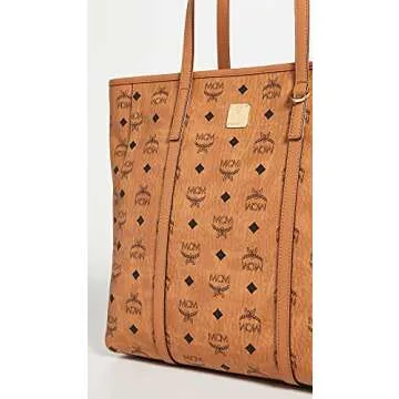 MCM Women's Toni Shopper Medium, Cognac, Tan, Graphic, One Size