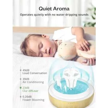 Essential Oil Diffuser & Top 8 Essential Oils Set, 7 Ambient Lights, 300ml Aromatherapy Diffuser with 3 Timer & 2 Mist Levels, Waterless Auto-Off, 8hr-Work Time Diffusers for Essential Oils Large Room