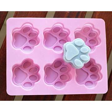 Set of Two Dog Paw Print Silicone Mold for Homemade Dog Treats Paw for Baking Chocolate Candy, Oven Microwave Freezer Safe (Pink Dog Paw Print (2 Pack))