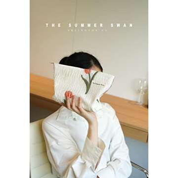 The Summer Swan | Large Aesthetic Makeup Bag | Floral Makeup Bag | Mid-day Clutch | Period Kit Bag | Hygiene Bag | Skincare Bag | Cute Makeup Bag (Tulip)