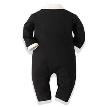 Abolai Baby Boys' Tie Striped Vest Gentleman One-Piece Romper Wedding Outfit Style2 Black 70