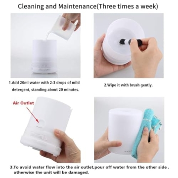 URPOWER 2nd Gen 300ml Aroma Essential Oil Diffuser Night Light Ultrasonic Air Humidifier with AUTO Shut Off and 6-7 Hours Continuous Diffusing - 7 Color Changing LED Lights and 4 Timer Settings