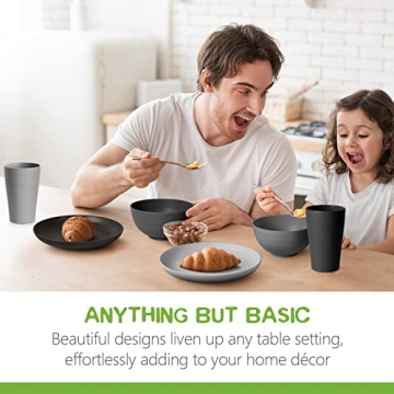 Teivio 16-Piece Wheat Straw Dinnerware Set for Family