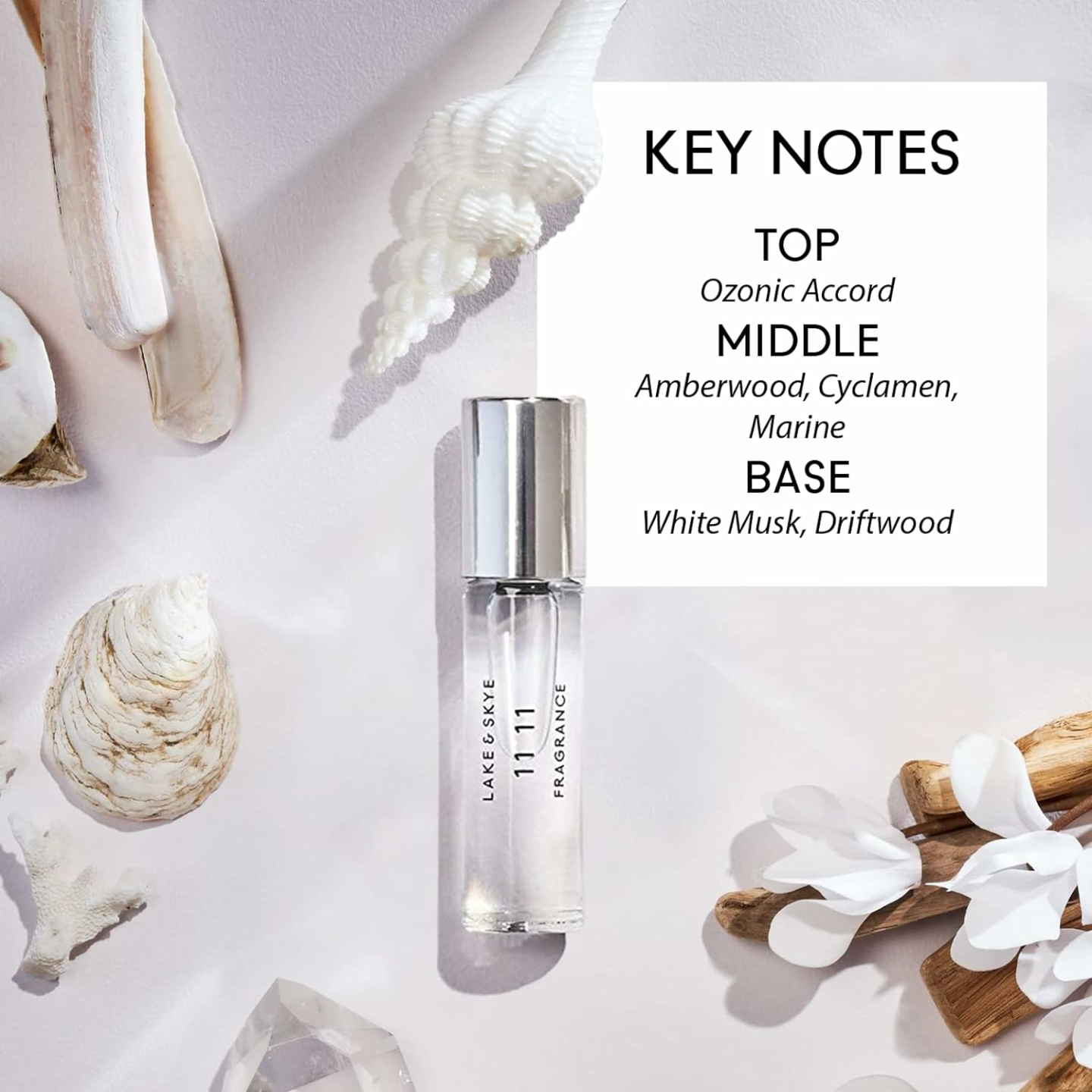 Lake & Skye 11 11 Rollerball Fragrance Oil, 0.33 fl oz (10 ml) - Clean, Sheer, Uplifting Scent