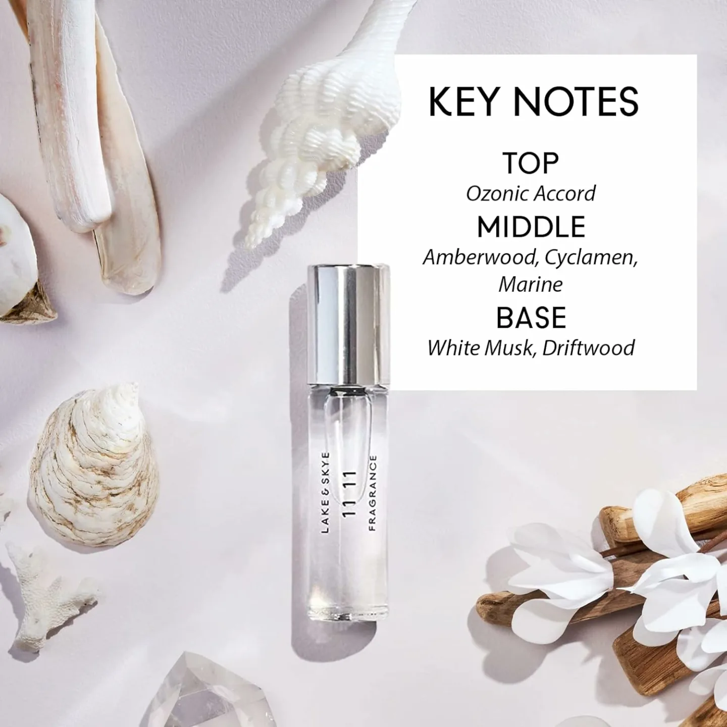 Lake & Skye 11 11 Rollerball Fragrance Oil, 0.33 fl oz (10 ml) - Clean, Sheer, Uplifting Scent