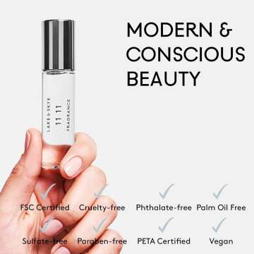 Lake & Skye 11 11 Rollerball Fragrance Oil, 0.33 fl oz (10 ml) - Clean, Sheer, Uplifting Scent