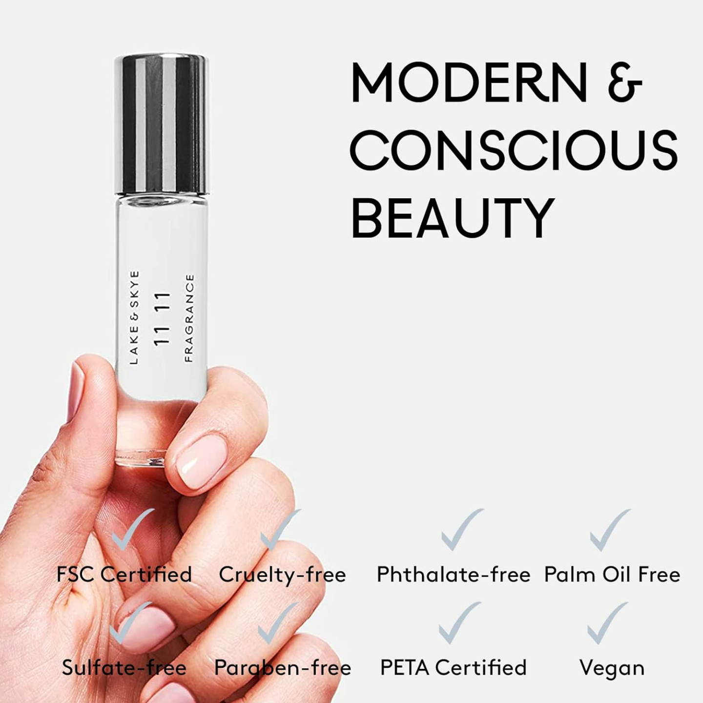 Lake & Skye 11 11 Rollerball Fragrance Oil, 0.33 fl oz (10 ml) - Clean, Sheer, Uplifting Scent