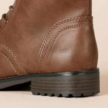 Stylish Lace-Up Combat Boots for Women – Cognac Color