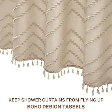 Boho Chevron Shower Curtain - Chic Waterproof Design 72x96