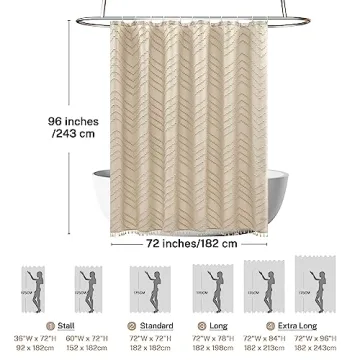 Boho Chevron Shower Curtain - Chic Waterproof Design 72x96