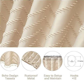 Boho Chevron Shower Curtain - Chic Waterproof Design 72x96
