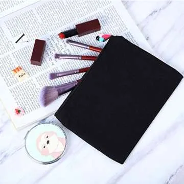 Gejoy 10 Pieces Cosmetic Canvas Pouch Bag Multipurpose Makeup Bag with Zipper Cotton Canvas Travel Toiletry Pouch DIY Craft (M, Beige and Black)