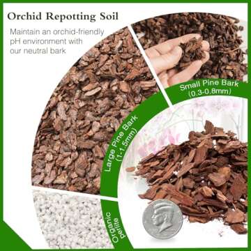 Orchid Bark Potting Mix - Premium Pine Bark & Perlite Blend for Orchids and Indoor Plants, 1QT