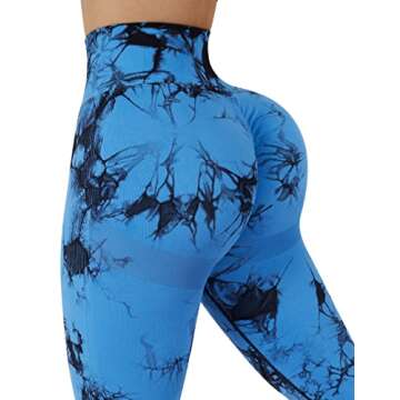 RXRXCOCO Women Scrunch Butt Lifting Leggings Seamless High Waisted Leggings Tummy Control Yoga Pants Compression Workout Tights X-Large Light Blue Tie Dye