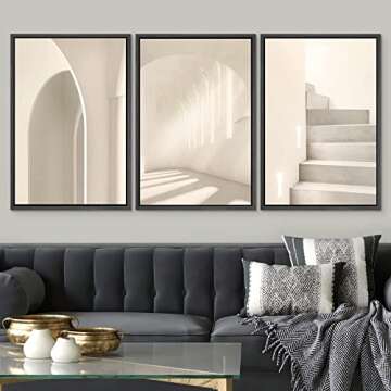 SIGNWIN Framed Canvas Print Wall Art Set Geometric Duotone Architecture Variety Abstract Shapes Illu...